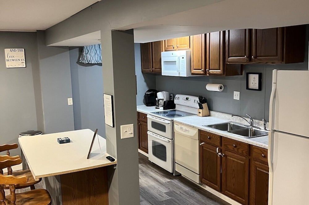 Located across the road of West Lake Okoboji. 8 beds. Room for parking trailers
