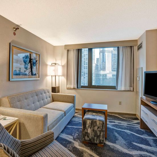 Living room view of Homewood Suites by Hilton Chicago - Downtown