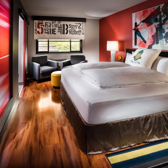 Bedroom view of Staypineapple, Hotel Five, Downtown Seattle