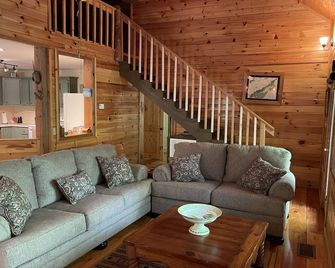 Relax in Seclusion at the 'Cozy Creekside Lodge' with Creekfront Sleeping Porch - Tellico Plains - Living room