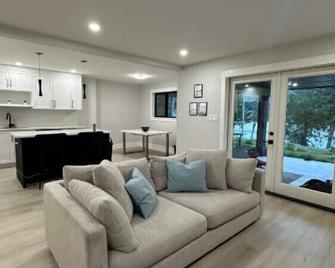 Modern Lakefront Retreat with Private Sauna & Scenic Views - Lake Cowichan - Living room