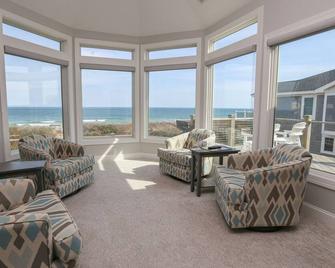 Enjoy Spectacular Ocean Views from this Extraordinary 7 BR home w/private Pool & Theater Room - Southern Shores - Living room