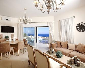 Luxury Villa Blanca With Sea View - Panormos - Living room