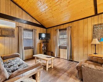 Peaceful Riverfront Cabin w/ Mountain Views - Sylva - Living room
