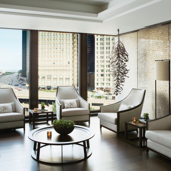 Living room view of The Langham Chicago