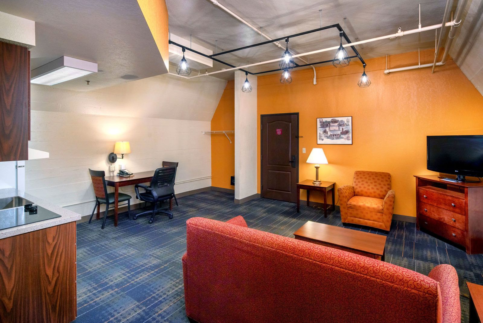 Living room view of The Suites Hotel at Waterfront Plaza