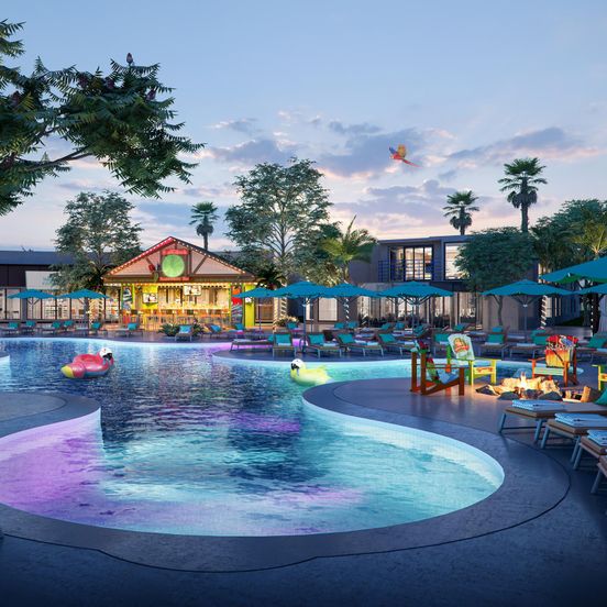 Pool view of Margaritaville Resort Palm Springs